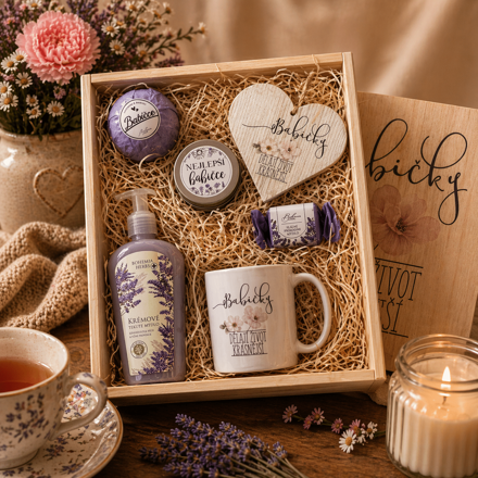 Dřevěný dárkový box – babičky dělají život krásnější