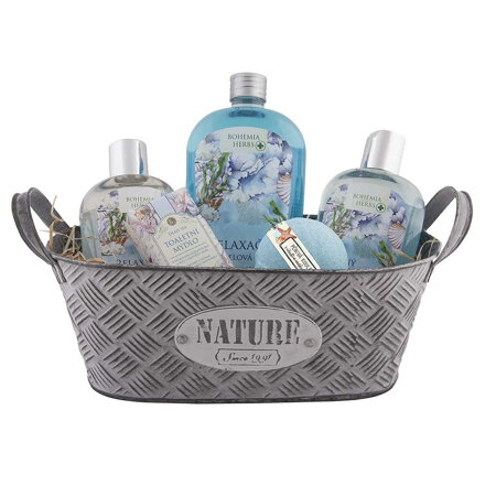 Plechový dárkový koš s kosmetikou se solí z Mrtvého moře