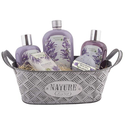 Plechový dárkový koš – levandule