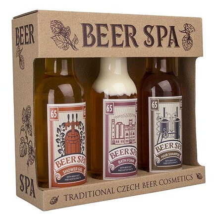 Beer Spa Premium kosmetický balíček – sprchový gel 200 ml, šampon 200 ml a pěna 200 ml
