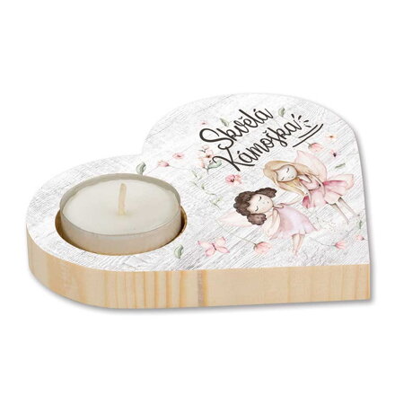 Dřevěný dekorační svícen pro skvělou kamarádku