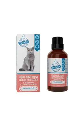 Topvet Ušní lihové kapky očista pro kočky 50 ml