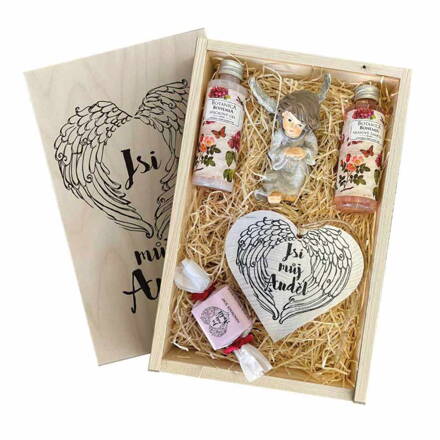 Dárková dřevěná bedna – Jsi můj anděl